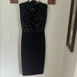 Express Black Sheath Midi Dress Cowl Neck Sleeveless